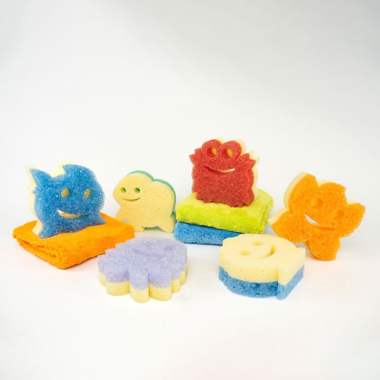 Scrub Mommy Summer Shapes Sponge Bundle and Microfiber Towels (XIBB)